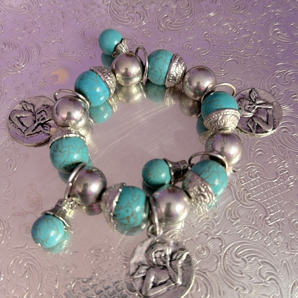 ❤️ Bracelet turquoise with charms angels